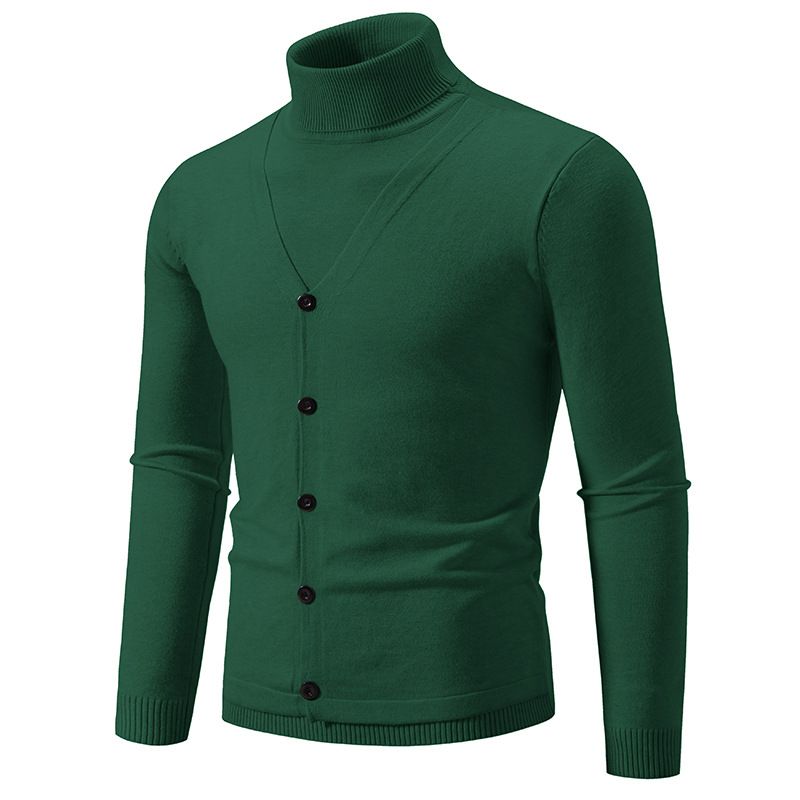 2024 Mode Freizeit Urlaub Zweiteiliger Strick Trendy Herrenpullover Verdickter und Samt Stehkragen_voghion.com