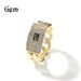 High-End Personality Fashion Geometric Zircon 14K Gold Full Diamond Cuban Chain Design Sense Ring Trend_voghion.com