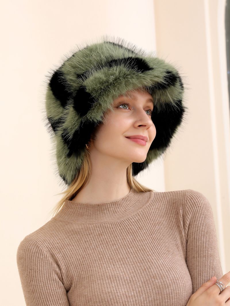 leather straw hat for women, fashionable warm, thick basin windproof autumn and winter new colors, fisherman_voghion.com