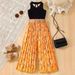 Girls' Solid Sleeveless Top & Wide-Leg Pleated Pants Set With Belt – Trendy & Comfortable (5-14Y, Assorted Colors)_voghion.com