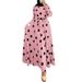 2025 Nieuwe Muslim Series Polka Dot Dames Maxi-jurk met lange mouwen en losse pasvorm_voghion.com