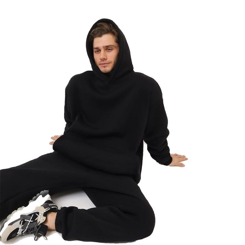 Men’s Hooded Fleece Jogger Set – No-Drawstring Pullover & Sweatpants For Gym/Running (S-XXXL, 85% Polyester, 12 Colors)​_voghion.com