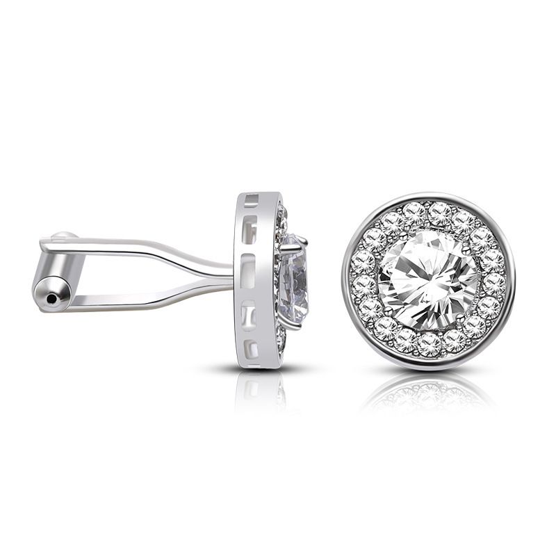 vendita calda moda personalità uomo affari rotondo francese diamante rame gemelli accessori spot_voghion.com