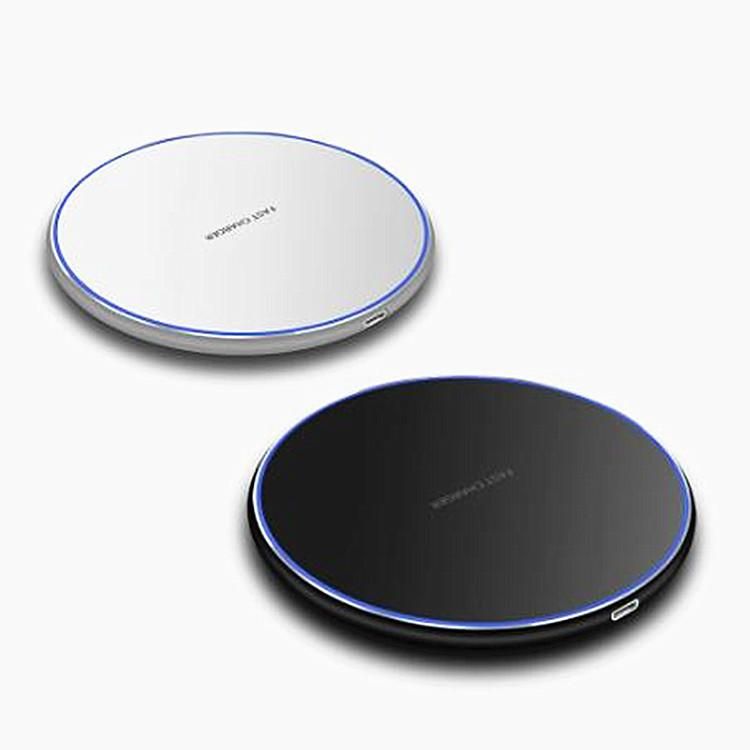 Caricabatterie wireless QI intelligente da 10 W con specchio, semplice e rotondo in metallo, ricarica rapida per telefono cellulare, ricarica wireless_voghion.com