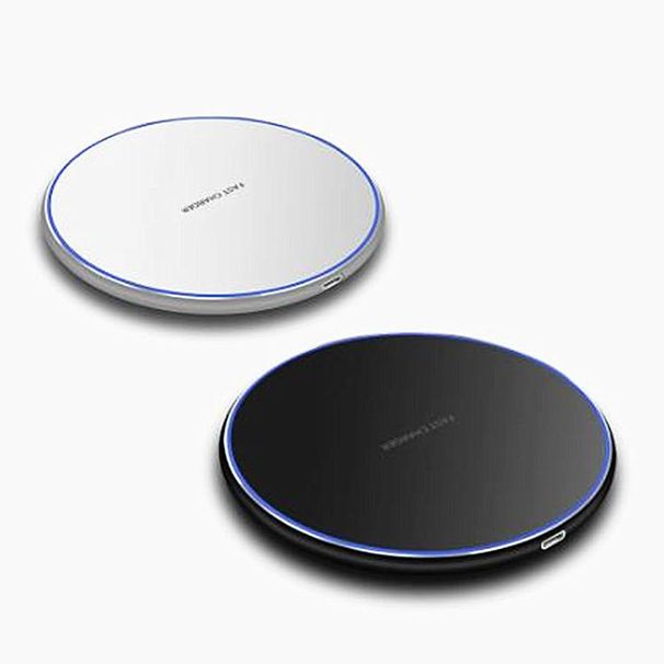 Caricabatterie wireless QI intelligente da 10 W con specchio, semplice e rotondo in metallo, ricarica rapida per telefono cellulare, ricarica wireless_voghion.com