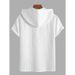 T-shirt con cappuccio e stampa elegante da uomo, comoda e traspirante, a maniche corte, con scollo a bottoni, per un abbigliamento casual._voghion.com