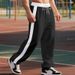 Autumn Winter Simple Luxury Men's Terry Loose Color Block Plus Size Casual Sports Sweatpants Men_voghion.com