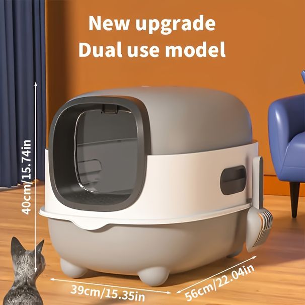 Super-capacity Top-loading Cat Litter Box – Spacious, Foldable, Splash-proof, And Odor-control Design_voghion.com