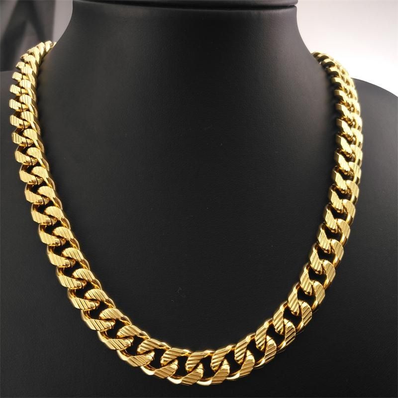 Curb Ring K Solid 9mm Width Mens Women Long Necklace Jewellery N223_voghion.com
