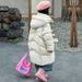 Piumino invernale in stile coreano per ragazze - Piumino con cappuccio color caramella e finiture in pelliccia, caldo e alla moda, beige/nero/rosa (120-160 cm)_voghion.com