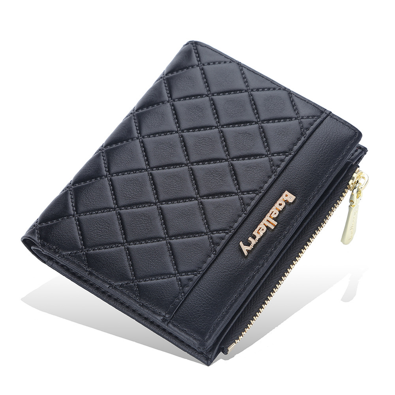 BAELLERRY new women's short wallet version rhombus multi-card buckle coin purse vertical wallet for women_voghion.com