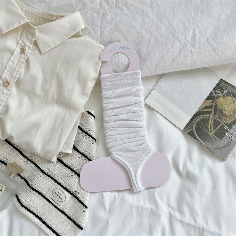 Summer Thin Miu Style Footless Korean JK Trend Solid Color Slimming Long Tube Ballet Slouchy Calf Socks_voghion.com