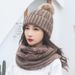 wool knitting hat ladies autumn and winter fashion warm  version of the trendy all-match plus fleece hat scarf set_voghion.com