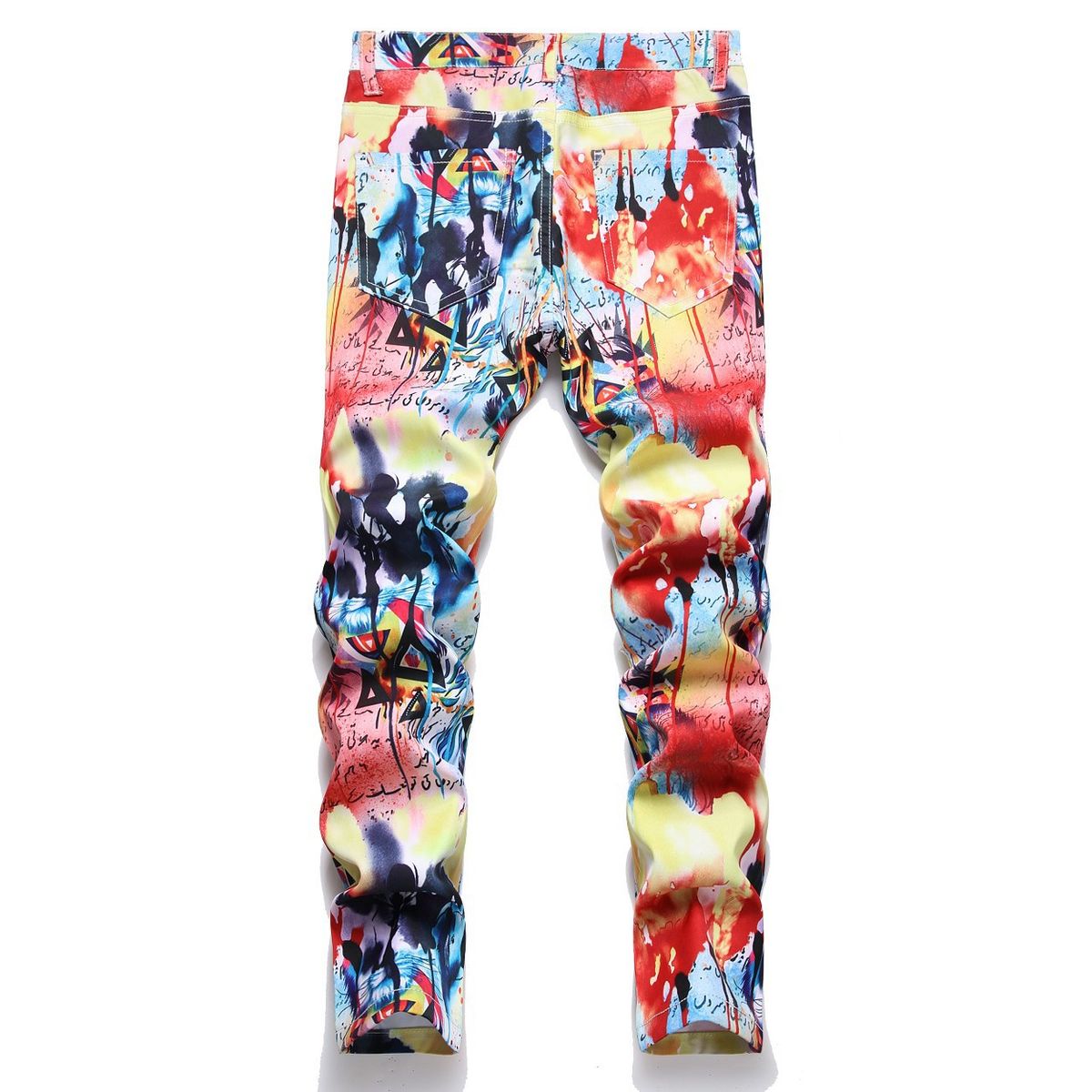 Kinderkleidung Mittelgroße und große Kinderkleidung für Jungen Elastische, mehrfarbig bedruckte, gerade geschnittene Freizeithose_voghion.com