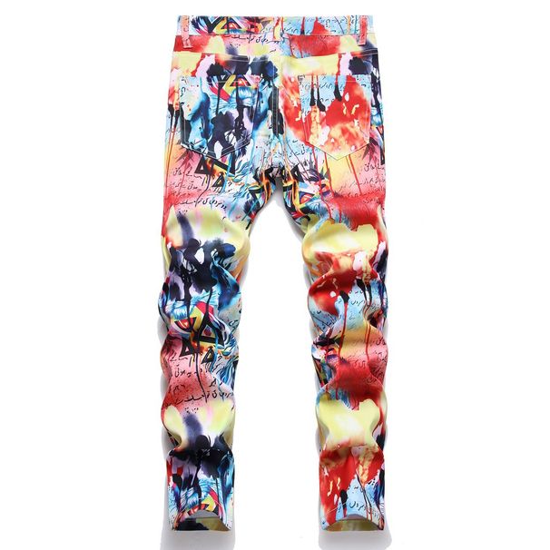 Kinderkleidung Mittelgroße und große Kinderkleidung für Jungen Elastische, mehrfarbig bedruckte, gerade geschnittene Freizeithose_voghion.com