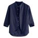 Men's Clothing Men's Linen Shirt Stand Collar Cardigan Loose Casual Breathable Linen Shirt Youth Three Quarter Sleeve Tops Men_voghion.com
