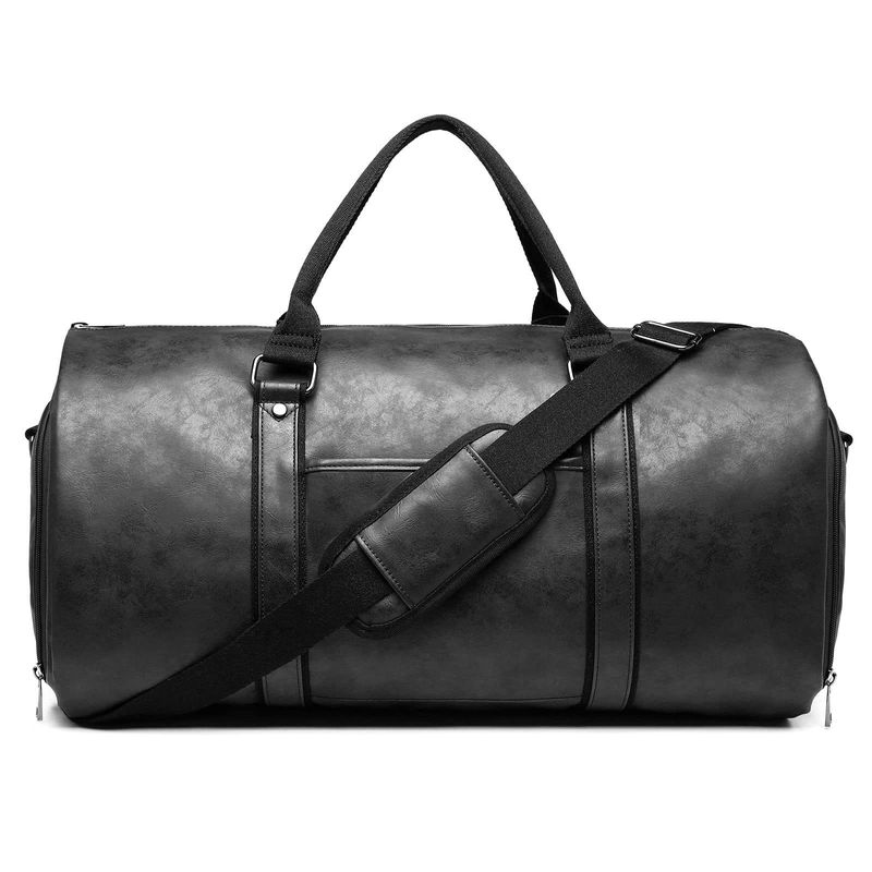 Travel Bag, Unisex Carrying Garment Bag Travel Leather Garment Duffel Bag Convertible Suit Duffle Bag With Shoe Compartment_voghion.com