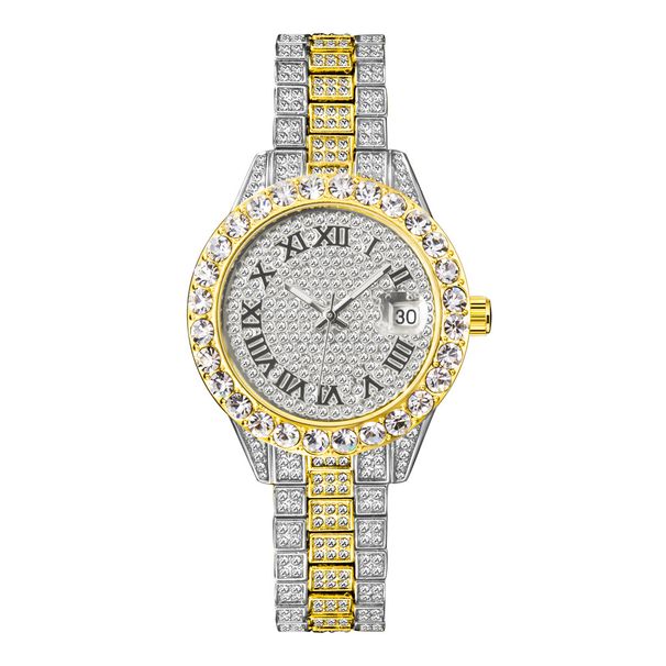 Women's Elegant Diamond-Studded Quartz Watch With Luminous Dial, Water-Resistant & Date Display, Stainless Steel Band_voghion.com