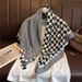 Qianniao Sciarpa Scozzese Twill Seta Grande Sciarpa Quadrata Scialle Temperamento Donna 90cm Sciarpa Professionale in Bianco e Nero_voghion.com