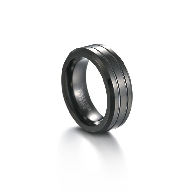 Men's 8mm wide simple tungsten steel ring temperament Men's tungsten gold ring_voghion.com