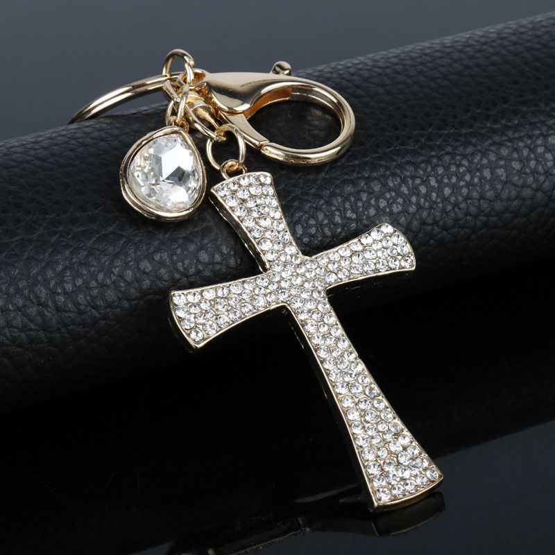 Koreanische Version Voller Diamant Kreuz Schlüsselanhänger Metall Mode Auto Tasche Anhänger_voghion.com