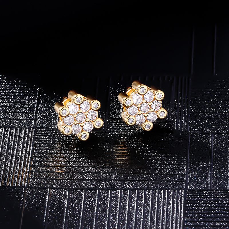 Joseph Jewelry Hip-hop Micro-inlaid Zircon Square Earrings Men's Super Flash Hip-hop Advanced Ear Accessories_voghion.com