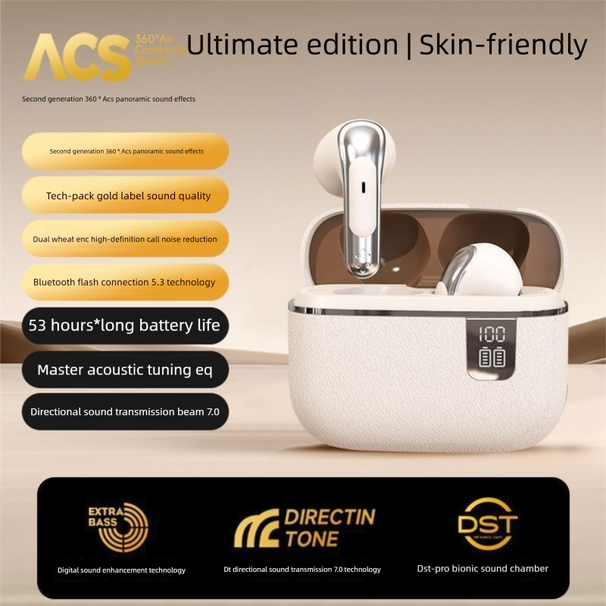 【FANBIYA】New Wireless Bluetooth Earbuds Semi-In-Ear Sports High-Quality Noise Cancelling Long Battery Life Universal_voghion.com