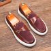 Retro men's loafers metal horse buckle a slip-on white platform casual bean shoes for men_voghion.com