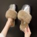 Women's Shoes Large Size Casual Flat Bottom Fur Slippers Autumn And Winter New Style Baotou Bright Leather Warm Fur Slippers_voghion.com