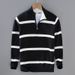 Men's Clothing Half Zip Collar Sweater Men's Autumn And Winter Trend Retro College Style Striped Contrast Color High Collar Sweater_voghion.com