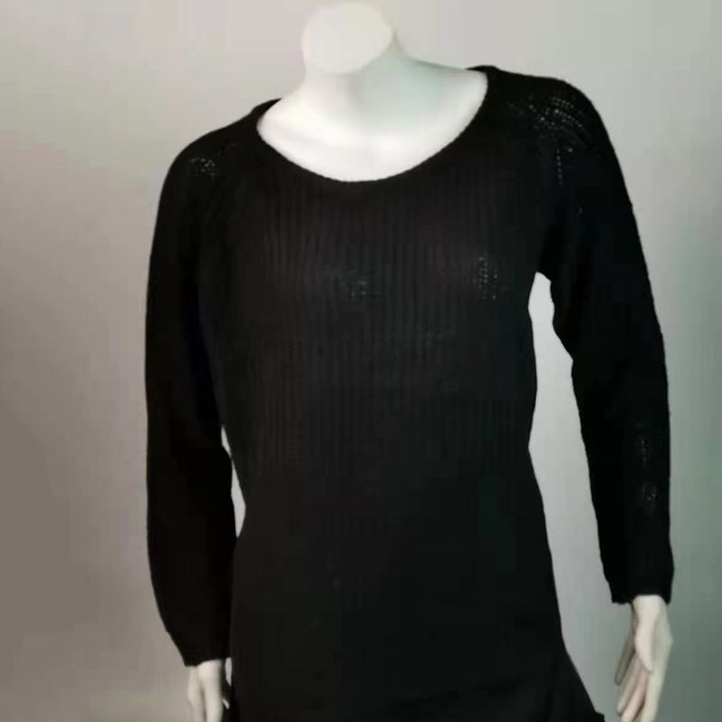 Damenpullover Herbst und Winter neues einfarbiges schulterfreies Langarm-Strickpullover Damenkleid_voghion.com
