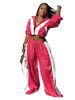 Women's Clothing New Fashion Contrast Color Zipper Jacket Wide Leg Pants Sports Leisure Suit Two Piece Set_voghion.com