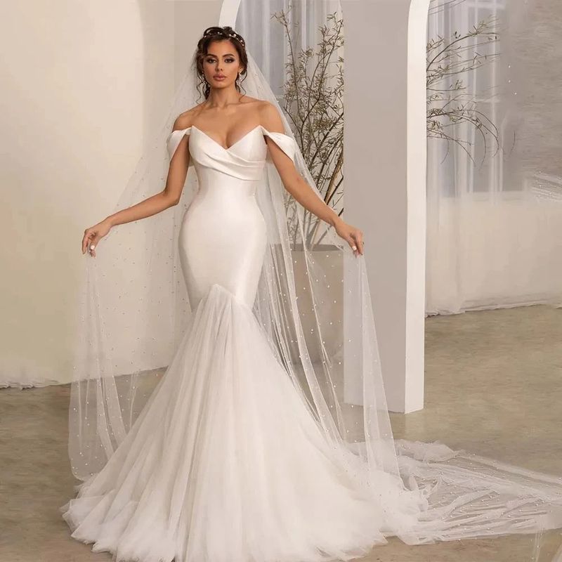 Women's Clothing Wedding dress new French bride one shoulder fishtail main yarn high quality texture out of the yarn_voghion.com