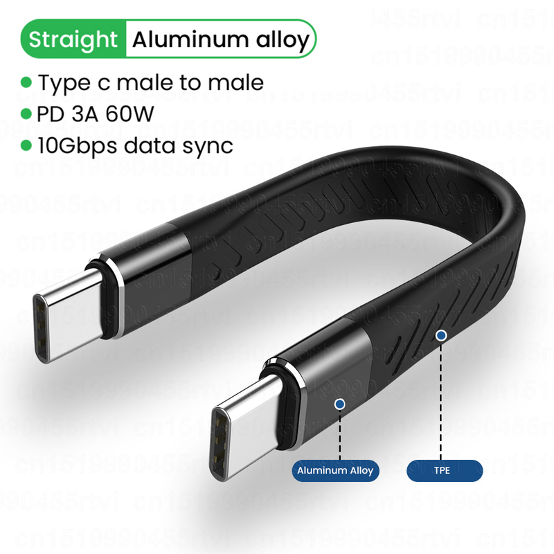 3A PD 60W USB tipo C a USB C 3,1 Gen2 Cable de datos de 10Gbps USB C QC3.0 carga rápida vídeo SSD Cable de núcleo USB corto_voghion.com