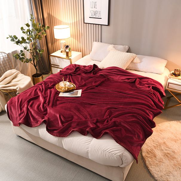 Coperta in pile francese multifunzionale tinta unita, calda per autunno e inverno, per l'asilo, singola, matrimoniale_voghion.com