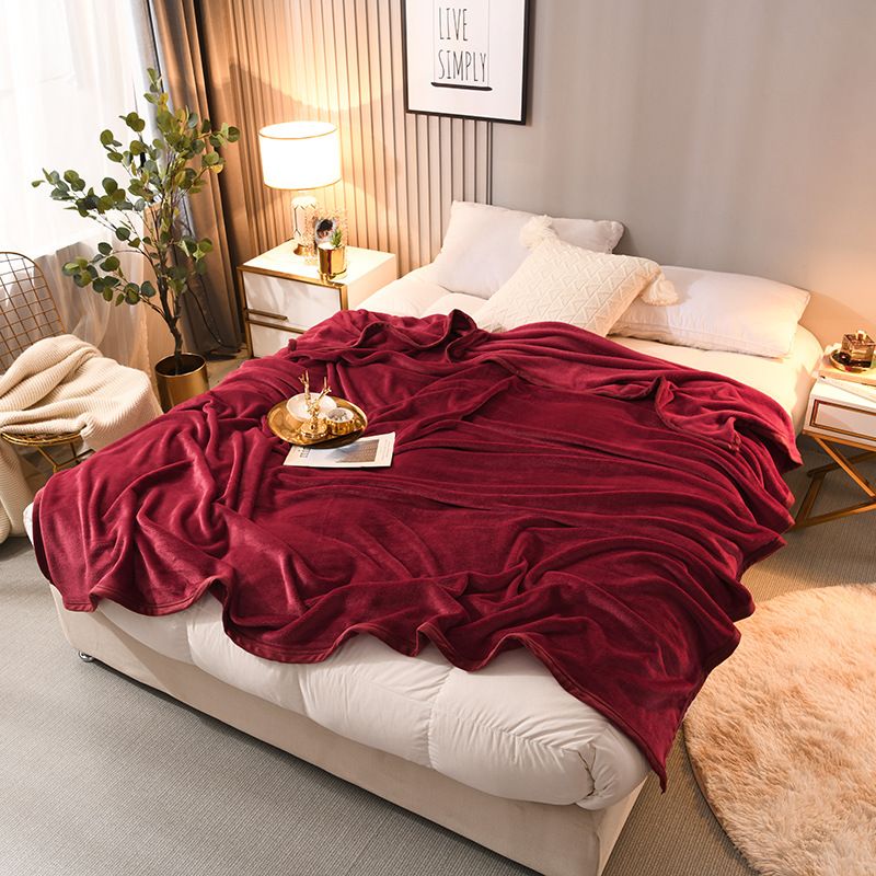 Französische Fleece-Multifunktionsdecke in Volltonfarbe, warme Herbst- und Winterdecke für den Kindergarten, Einzel- und Doppelbettdecke_voghion.com