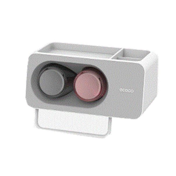 Newest Wall Mount Toothbrush Cup Holder Multi-Functional Bathroom Accessories Organizer Rack With Towel Bar Hooks_voghion.com