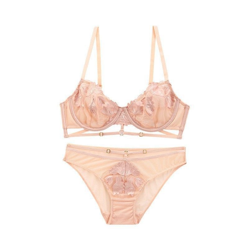 Women's Clothing French embroidery mesh straps ultra-thin large chest small breathable bra D cup large size sexy underwear women's bra_voghion.com