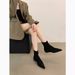 Trendy Brand 2025 Autumn Winter New Simple Suede Sock Flat Heel Slim Elegant Pointed Toe Short Boots For Women_voghion.com