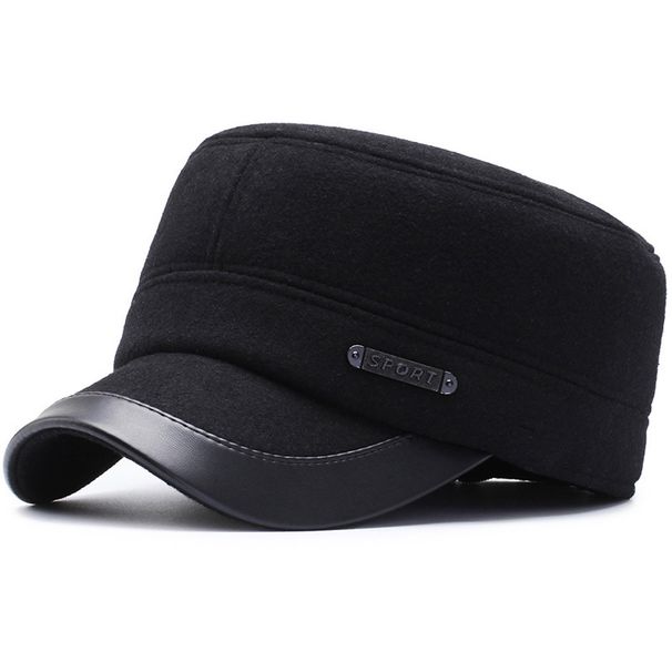 Cappello invernale da uomo di mezza età e da uomo anziano berretto piatto autunno e inverno in cotone idrofilo ispessito per anziani berretto piatto con protezione per le orecchie calda_voghion.com