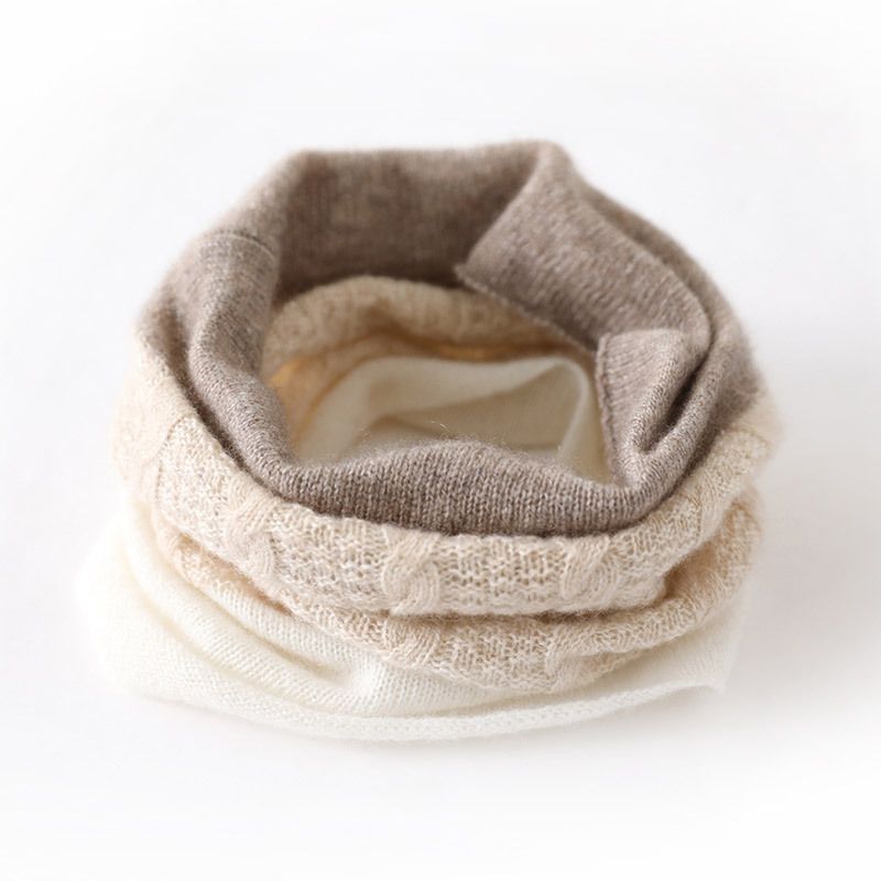 Nuovo produttore all'ingrosso transfrontaliero di sciarpa morbida color-block lavorata a maglia calda in lana di cashmere e scaldacollo per donna in magazzino_voghion.com