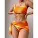 Damenbekleidung Tie Dye Dreiteiliger Netzrock Split Bikini_voghion.com