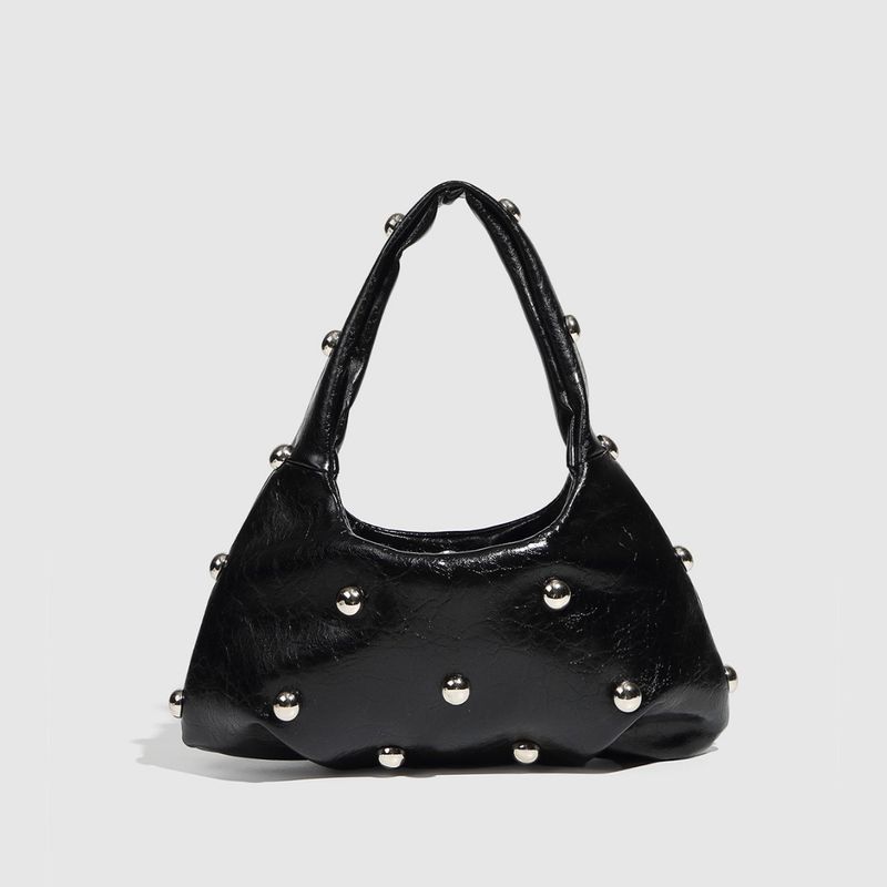 Borsa da donna con rivetti a fungo, borsa da ascella, borsa a tracolla alla moda, borsa a tracolla in stile punk, borsa da donna metallizzata_voghion.com