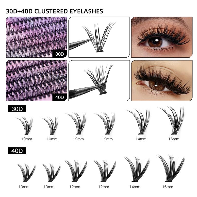 Europäische und amerikanische grenzüberschreitende 240 Cluster 30D40D Einzelcluster falsche Wimpern Set natürliche dicke segmentierte DIY Blumenwimpern_voghion.com