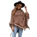 New Women's Wool Knitted Fringe Cape, Solid Color Knitted Loose Shawl Coat._voghion.com