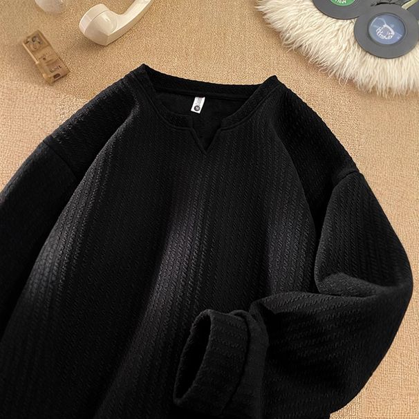 Autumn And Winter Long Sleeved Fleece V-neck Hoodie For Teenagers As A Base Layer_voghion.com