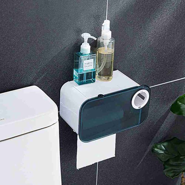 Waterproof Tissue Box For Bathroom Portable Toilet Paper Holder Punch-Free Roll Paper Dispenser With Garbage Bag Organizer_voghion.com