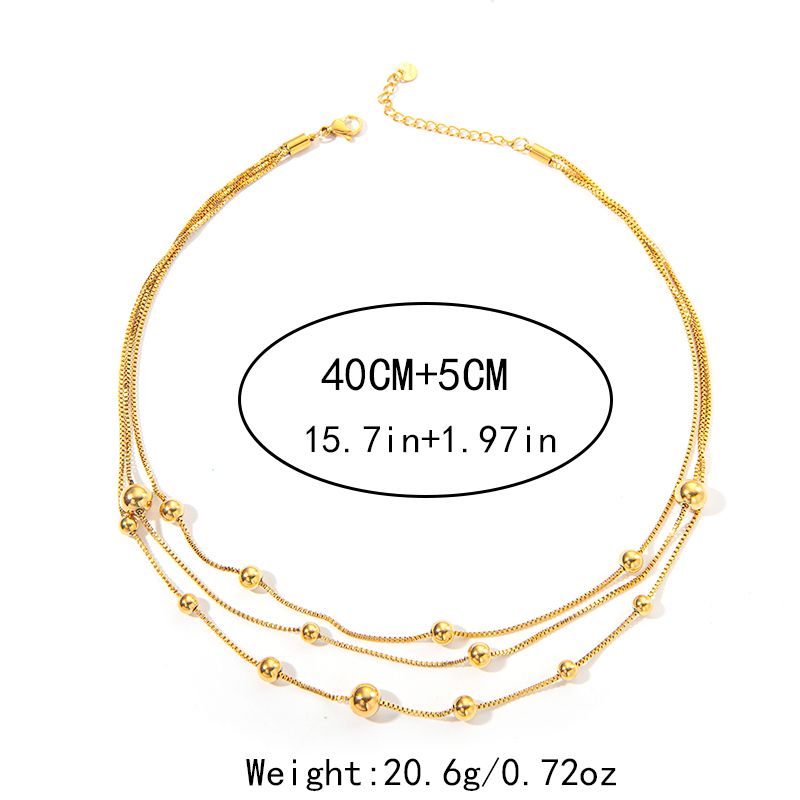 Collana a tre strati in acciaio inossidabile 304 placcato oro 14K, stile semplice ed elegante all'ingrosso_voghion.com