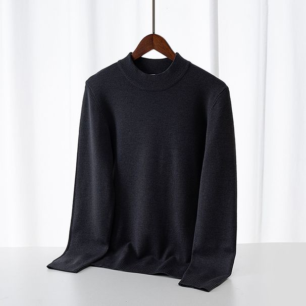 Maglione a collo alto semi-dolce da uomo, semplice ed elegante, in maglia, vestibilità slim, casual, a maniche lunghe, termico, per autunno e inverno._voghion.com