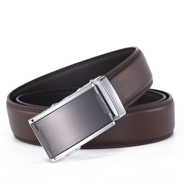 Cinturón de cuero de moda para hombre con hebilla automática: moderno y versátil para un estilo juvenil._voghion.com